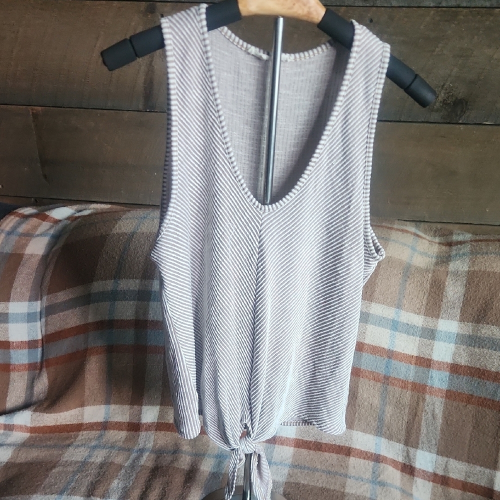 Caution To The Wind Black and White Striped Tank Top